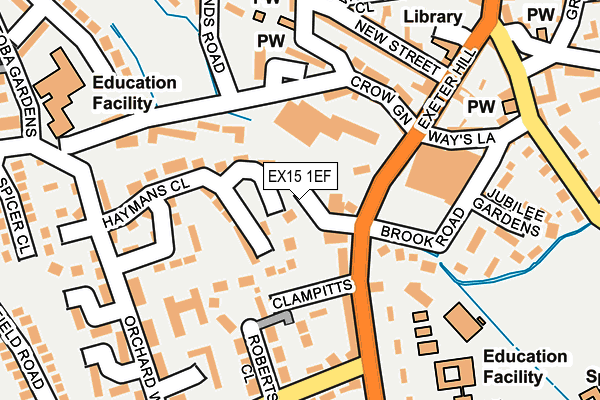 EX15 1EF map - OS OpenMap – Local (Ordnance Survey)