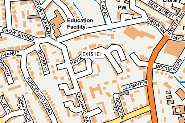 EX15 1EH map - OS OpenMap – Local (Ordnance Survey)