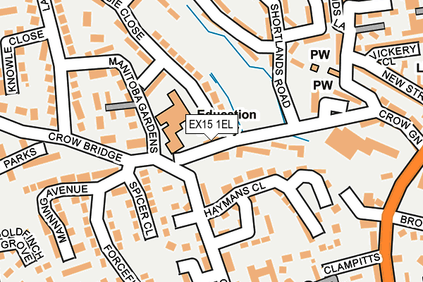 EX15 1EL map - OS OpenMap – Local (Ordnance Survey)