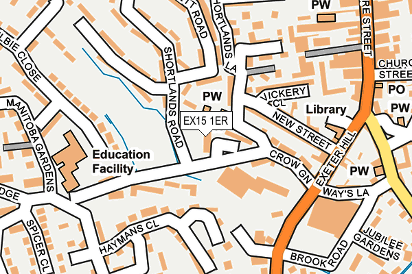 EX15 1ER map - OS OpenMap – Local (Ordnance Survey)