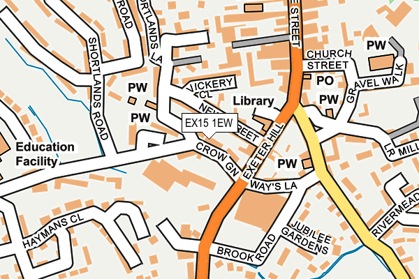 EX15 1EW map - OS OpenMap – Local (Ordnance Survey)