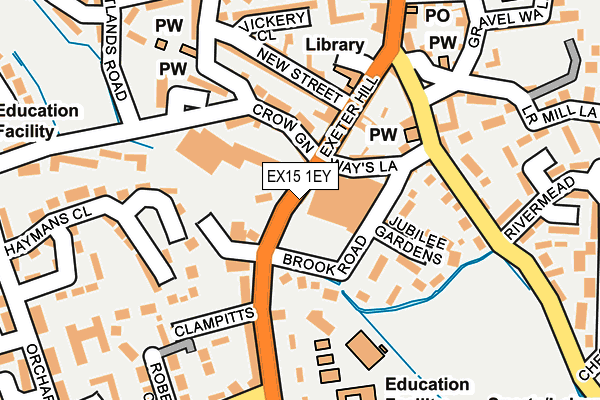 EX15 1EY map - OS OpenMap – Local (Ordnance Survey)