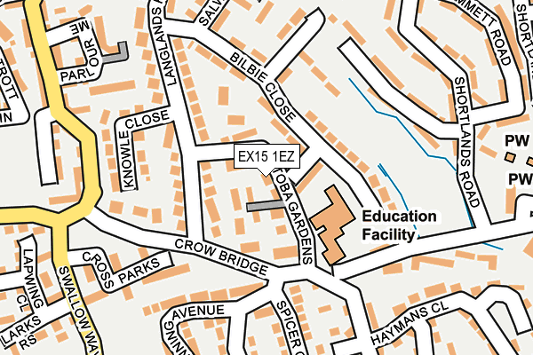 EX15 1EZ map - OS OpenMap – Local (Ordnance Survey)