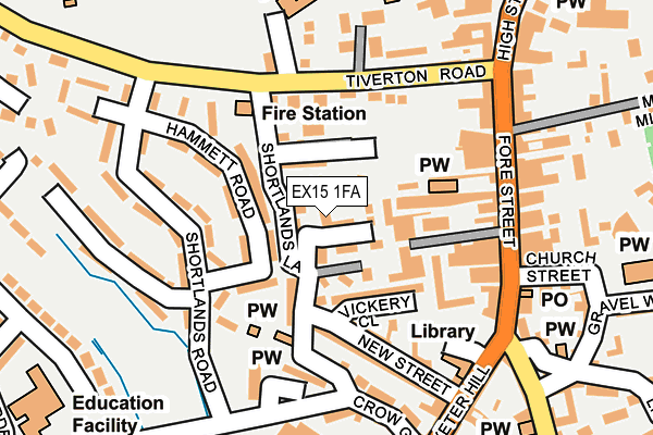 EX15 1FA map - OS OpenMap – Local (Ordnance Survey)