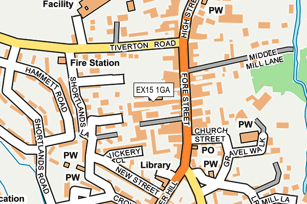 EX15 1GA map - OS OpenMap – Local (Ordnance Survey)