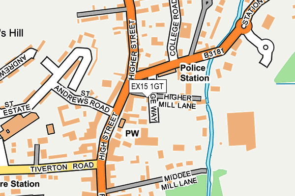 EX15 1GT map - OS OpenMap – Local (Ordnance Survey)