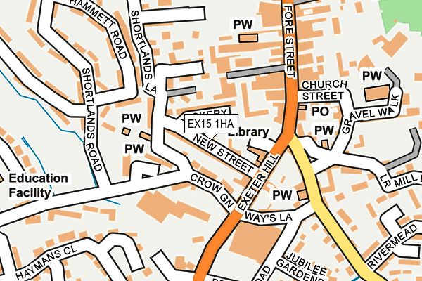 EX15 1HA map - OS OpenMap – Local (Ordnance Survey)