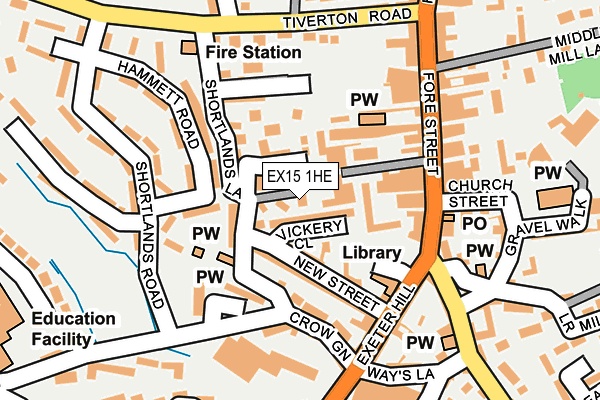 EX15 1HE map - OS OpenMap – Local (Ordnance Survey)