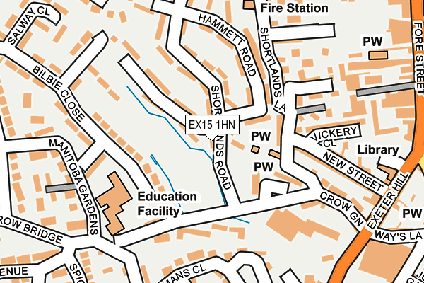 EX15 1HN map - OS OpenMap – Local (Ordnance Survey)