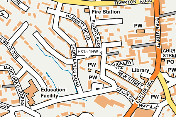 EX15 1HW map - OS OpenMap – Local (Ordnance Survey)