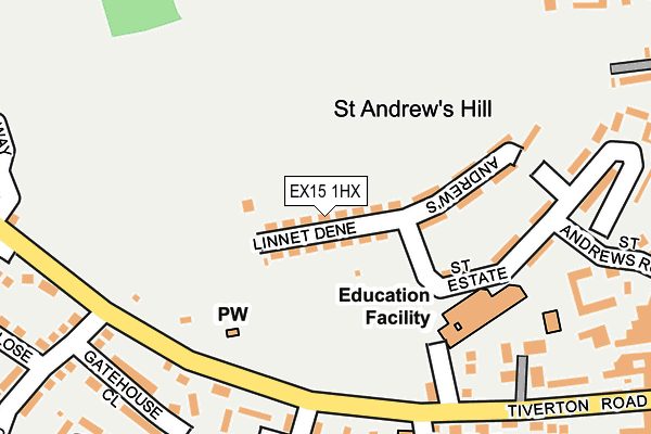 EX15 1HX map - OS OpenMap – Local (Ordnance Survey)