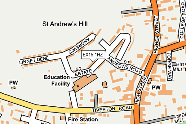 EX15 1HZ map - OS OpenMap – Local (Ordnance Survey)
