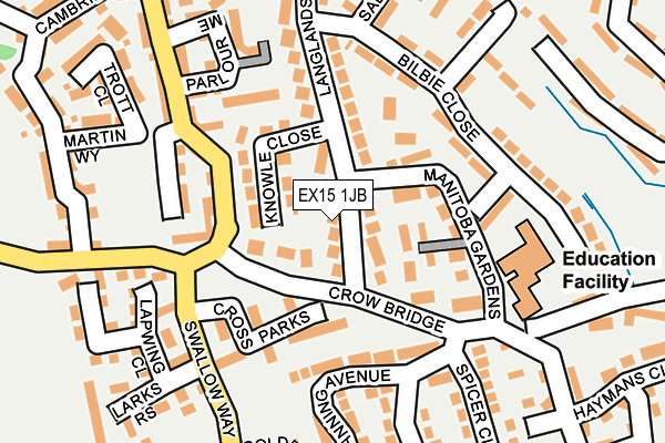 EX15 1JB map - OS OpenMap – Local (Ordnance Survey)