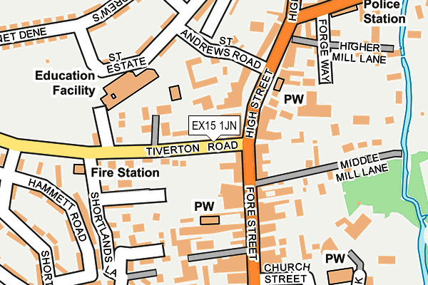 EX15 1JN map - OS OpenMap – Local (Ordnance Survey)