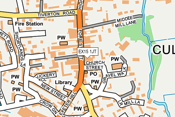 EX15 1JT map - OS OpenMap – Local (Ordnance Survey)