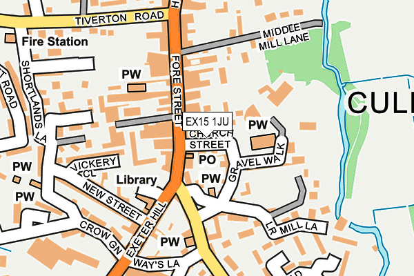 EX15 1JU map - OS OpenMap – Local (Ordnance Survey)