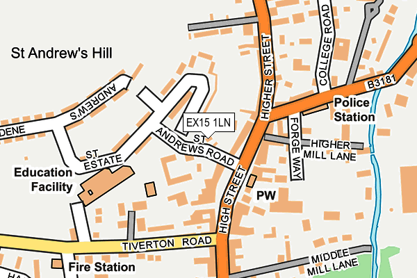 EX15 1LN map - OS OpenMap – Local (Ordnance Survey)