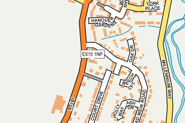 EX15 1NP map - OS OpenMap – Local (Ordnance Survey)