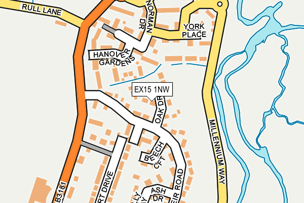 EX15 1NW map - OS OpenMap – Local (Ordnance Survey)