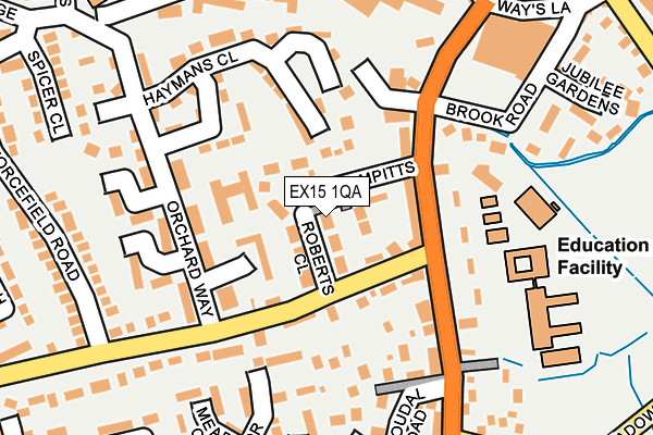 EX15 1QA map - OS OpenMap – Local (Ordnance Survey)