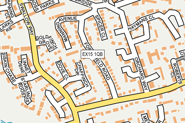 EX15 1QB map - OS OpenMap – Local (Ordnance Survey)