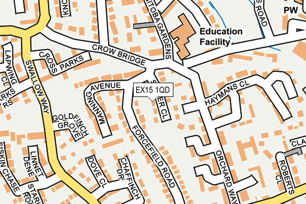 EX15 1QD map - OS OpenMap – Local (Ordnance Survey)