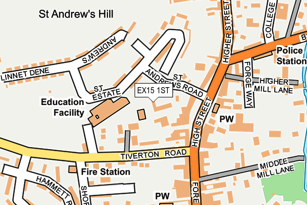 EX15 1ST map - OS OpenMap – Local (Ordnance Survey)