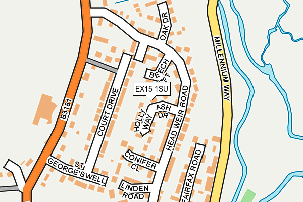 EX15 1SU map - OS OpenMap – Local (Ordnance Survey)