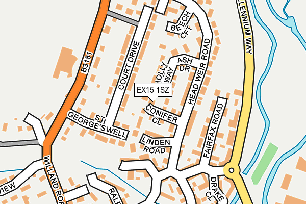 EX15 1SZ map - OS OpenMap – Local (Ordnance Survey)