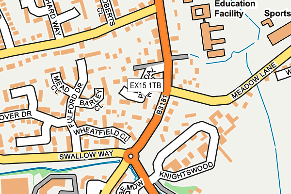 EX15 1TB map - OS OpenMap – Local (Ordnance Survey)