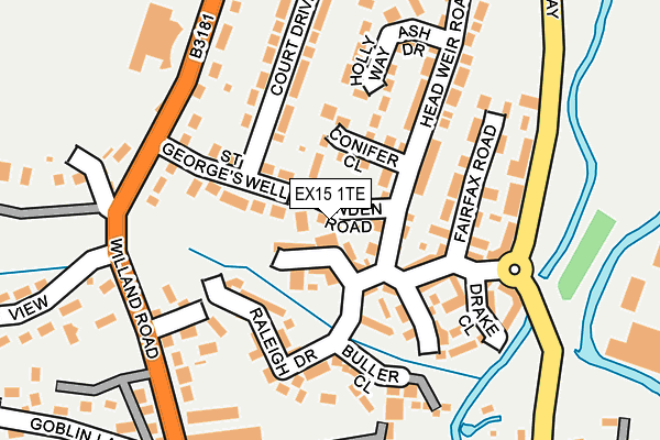 EX15 1TE map - OS OpenMap – Local (Ordnance Survey)