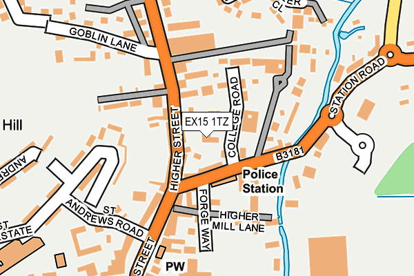 EX15 1TZ map - OS OpenMap – Local (Ordnance Survey)