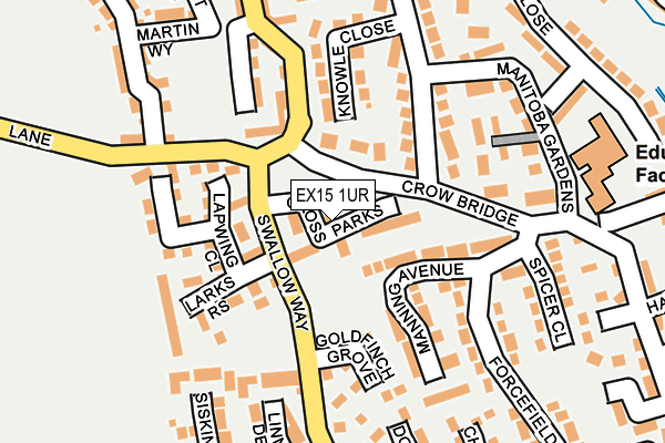 EX15 1UR map - OS OpenMap – Local (Ordnance Survey)