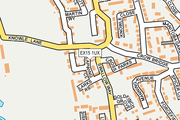 EX15 1UX map - OS OpenMap – Local (Ordnance Survey)