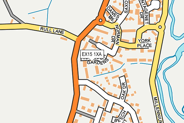 EX15 1XA map - OS OpenMap – Local (Ordnance Survey)