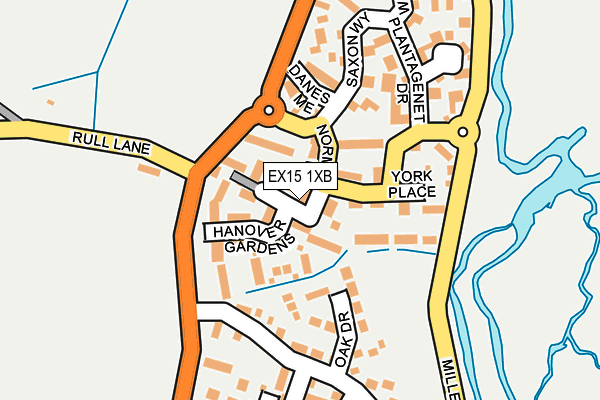 EX15 1XB map - OS OpenMap – Local (Ordnance Survey)