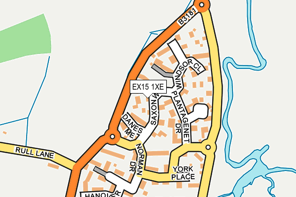 EX15 1XE map - OS OpenMap – Local (Ordnance Survey)