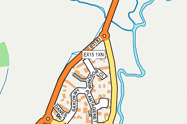 EX15 1XN map - OS OpenMap – Local (Ordnance Survey)