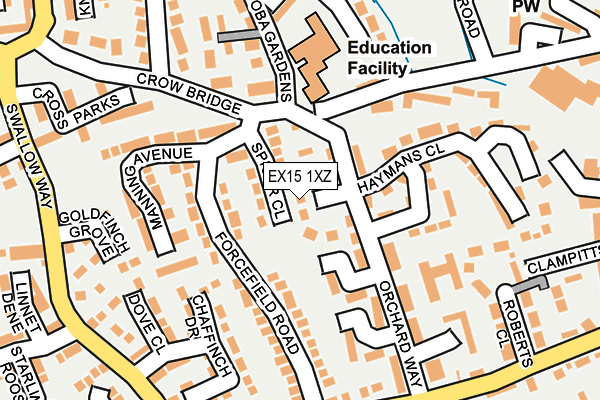 EX15 1XZ map - OS OpenMap – Local (Ordnance Survey)