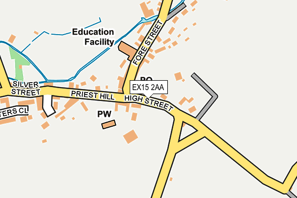 EX15 2AA map - OS OpenMap – Local (Ordnance Survey)
