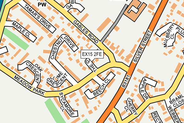 EX15 2FE map - OS OpenMap – Local (Ordnance Survey)