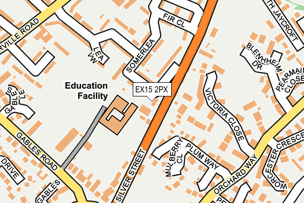 EX15 2PX map - OS OpenMap – Local (Ordnance Survey)