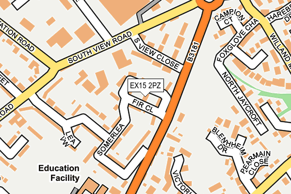 EX15 2PZ map - OS OpenMap – Local (Ordnance Survey)