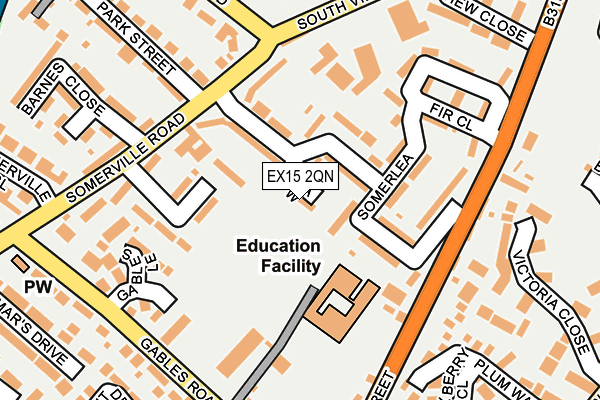 EX15 2QN map - OS OpenMap – Local (Ordnance Survey)