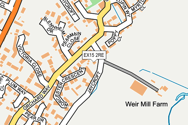 EX15 2RE map - OS OpenMap – Local (Ordnance Survey)
