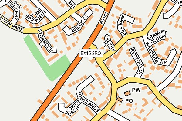 EX15 2RQ map - OS OpenMap – Local (Ordnance Survey)