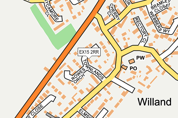 EX15 2RR map - OS OpenMap – Local (Ordnance Survey)