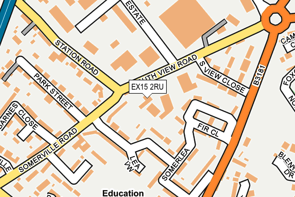 EX15 2RU map - OS OpenMap – Local (Ordnance Survey)