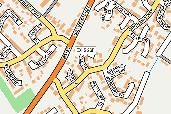 EX15 2SF map - OS OpenMap – Local (Ordnance Survey)