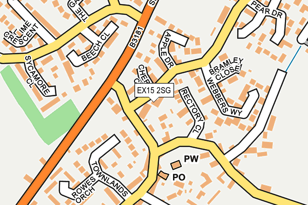 EX15 2SG map - OS OpenMap – Local (Ordnance Survey)